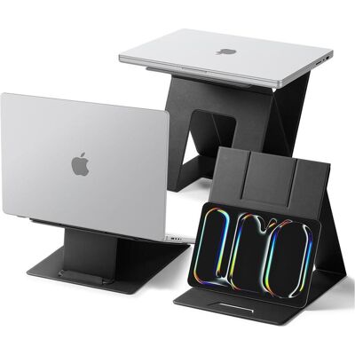 Spigen - Laptop Holder & Standing Desk LD201-S10 (AMP11119) - Foldable Type, Slim Fold - Black, Notebook Ständer, Schwarz Spigen - Laptop Holder & Standing Desk LD201-S10 (AMP11119) - Foldable Type, Slim Fold - Black, Notebook Ständer, Schwarz
