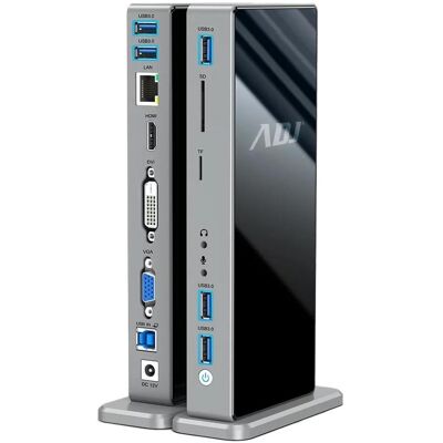 ADJ DOCKING STATION 15IN1 USB3.0 YORK HDMI+DVI+VGA+LAN+5*USB+SD/TF+3.5MM (USB-A, 15 Ports), Dockingstation + USB Hub, Silber ADJ DOCKING STATION 15IN1 USB3.0 YORK HDMI+DVI+VGA+LAN+5*USB+SD/TF+3.5MM (USB-A, 15 Ports), Dockingstation + USB Hub, Silber