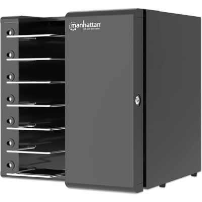 Manhattan Desktop Ladeschrank mit 7 Steckdosen, Notebookwagen, Schwarz Manhattan Desktop Ladeschrank mit 7 Steckdosen, Notebookwagen, Schwarz