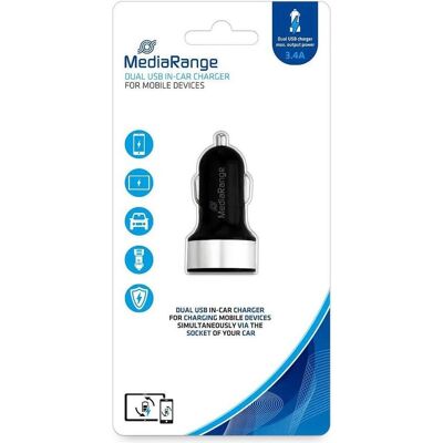 MediaRange MRMA103-02 - Auto - Zigarettenanzünder - 5 V - Schwarz - Silber, Auto Adapter, Schwarz MediaRange MRMA103-02 - Auto - Zigarettenanzünder - 5 V - Schwarz - Silber, Auto Adapter, Schwarz