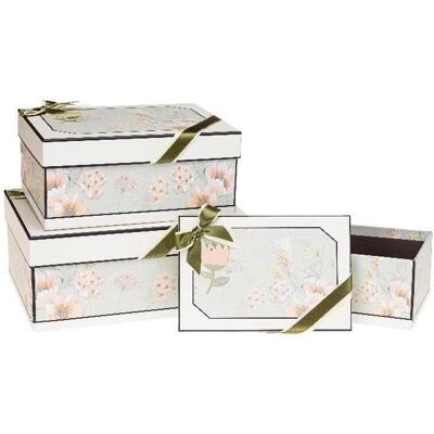 Rozette, Geschenkverpackung, Geschenkbox mit Schleife, 3-tlg. ROSETTE-Blumen Rozette, Geschenkverpackung, Geschenkbox mit Schleife, 3-tlg. ROSETTE-Blumen