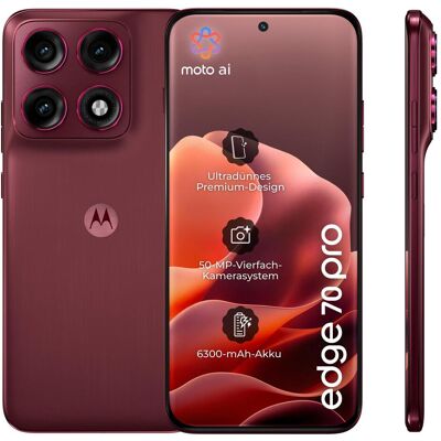 Motorola Edge 70 Pro (256 GB, Pantone Zinfandel, 6.78", SIM + eSIM, 5G), Smartphone, Rot Motorola Edge 70 Pro (256 GB, Pantone Zinfandel, 6.78", SIM + eSIM, 5G), Smartphone, Rot