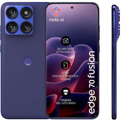 Motorola Edge 70 Fusion (256 GB, PANTONE Orient Blue, 6.78", Dual SIM, 5G), Smartphone, Blau Motorola Edge 70 Fusion (256 GB, PANTONE Orient Blue, 6.78", Dual SIM, 5G), Smartphone, Blau