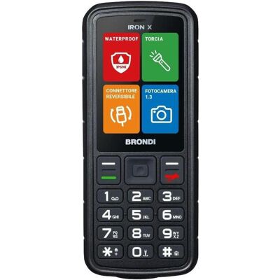 Brondi Rugged-Mobiltelefon Iron X, Schwarz, Dual-SIM (2.40"), Tastenhandy, Schwarz Brondi Rugged-Mobiltelefon Iron X, Schwarz, Dual-SIM (2.40"), Tastenhandy, Schwarz