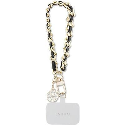 Guess GUOUCHSAMC4K Universal Hand Strap czarny/black Saffiano Chain 4G Charm, Handykette, Schwarz Guess GUOUCHSAMC4K Universal Hand Strap czarny/black Saffiano Chain 4G Charm, Handykette, Schwarz