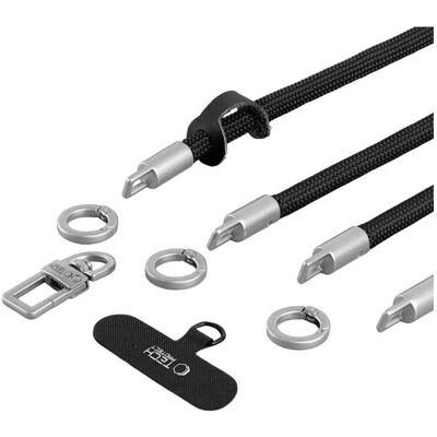 Tech-Protect Other goods C10S Rope Phone Lanyard - Black and Titanium, Weiteres Smartphone Zubehör, Silber, Schwarz Tech-Protect Other goods C10S Rope Phone Lanyard - Black and Titanium, Weiteres Smartphone Zubehör, Silber, Schwarz