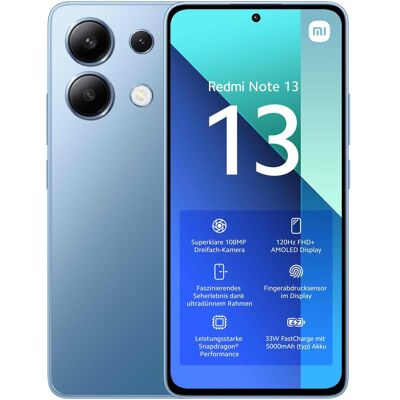 Xiaomi Redmi Note 13 (128 GB, Ice Blue, 6.67", Hybrid Dual SIM, 4G), Smartphone, Blau Xiaomi Redmi Note 13 (128 GB, Ice Blue, 6.67", Hybrid Dual SIM, 4G), Smartphone, Blau