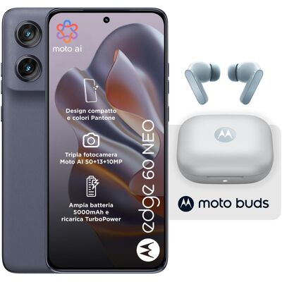 Motorola Edge 60 Neo + Moto Buds (256 GB, PANTONE Grisaille, 6.36", Dual SIM, 5G), Smartphone, Grau Motorola Edge 60 Neo + Moto Buds (256 GB, PANTONE Grisaille, 6.36", Dual SIM, 5G), Smartphone, Grau
