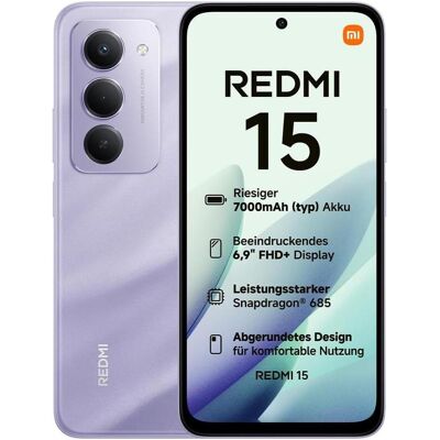 Xiaomi Redmi 15 (256 GB, Violett, 6.50", 4G), Smartphone, Violett Xiaomi Redmi 15 (256 GB, Violett, 6.50", 4G), Smartphone, Violett