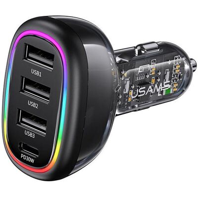 Usams Ład. sam. 1xUSB-C 3xUSB-A C34 48W 3A+C PD Fast Charge czarny/black CC170CC01 (US-CC170), Auto Adapter, Schwarz Usams Ład. sam. 1xUSB-C 3xUSB-A C34 48W 3A+C PD Fast Charge czarny/black CC170CC01 (US-CC170), Auto Adapter, Schwarz