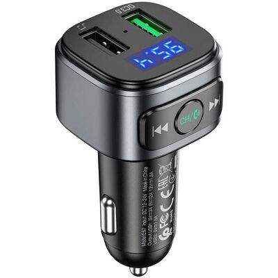 Hoco FM-Wellenmodulator E67 Fighter QC3.0, Auto Adapter, Schwarz Hoco FM-Wellenmodulator E67 Fighter QC3.0, Auto Adapter, Schwarz