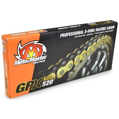 Moto-Master, Motorrad Zubehör, Antriebskette Gpx-520g Professionelle Motocross- / Enduro-Rennkette X-Ring Goldfarbe Moto-Master, Motorrad Zubehör, Antriebskette Gpx-520g Professionelle Motocross- / Enduro-Rennkette X-Ring Goldfarbe