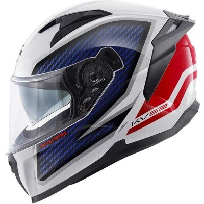 Kappa, Motorradhelm, KV52 KRONOS Integralhelm mit Visier, Farbe Weiss Rot Blau Carbon-Optik, Grösse 60 / L (ECE (L) Kappa, Motorradhelm, KV52 KRONOS Integralhelm mit Visier, Farbe Weiss Rot Blau Carbon-Optik, Grösse 60 / L (ECE (L)