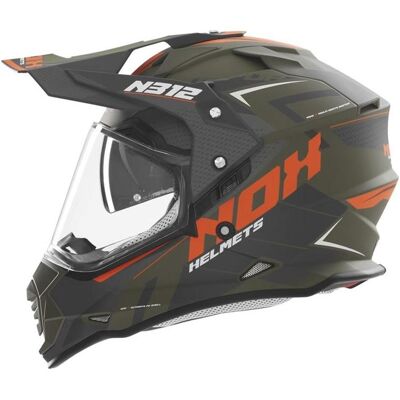 Nox, Motorradhelm, Promotion Offroad-/Trail-Duosport-Helm (Dual) N312 Vapor Mit Visier, Farbe Orange/Khaki/Grau (S) Nox, Motorradhelm, Promotion Offroad-/Trail-Duosport-Helm (Dual) N312 Vapor Mit Visier, Farbe Orange/Khaki/Grau (S)
