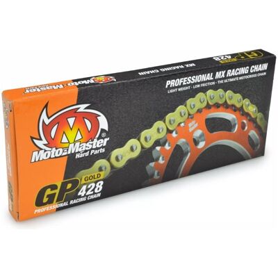 Moto-Master, Motorrad Zubehör, Antriebskette Gp-428 Mx Professionelle Motocross-Rennkette Ohne O-Ringe, Goldfarbe (134 Moto-Master, Motorrad Zubehör, Antriebskette Gp-428 Mx Professionelle Motocross-Rennkette Ohne O-Ringe, Goldfarbe (134