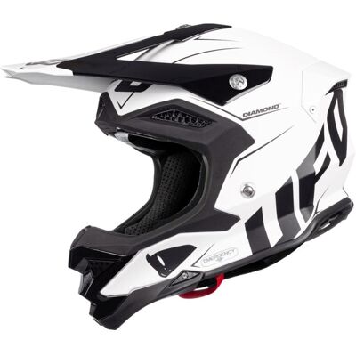 UFO, Motorradhelm, Helm Diamond Cross aus Carbon und Glasfaser, hergestellt in Italien, Farbe Schwarz/Weiss, Grösse XL (XL) UFO, Motorradhelm, Helm Diamond Cross aus Carbon und Glasfaser, hergestellt in Italien, Farbe Schwarz/Weiss, Grösse XL (XL)