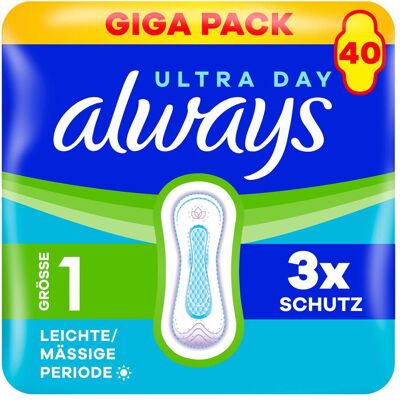 Always, Binden, Ultra Binde - Grösse 1 - Normal Gigapack 40 Damenbinde 40 Stück (40x) Always, Binden, Ultra Binde - Grösse 1 - Normal Gigapack 40 Damenbinde 40 Stück (40x)