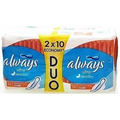 Always, Binden, Ultra Sensitive Economy 10 Pads (20x) Always, Binden, Ultra Sensitive Economy 10 Pads (20x)