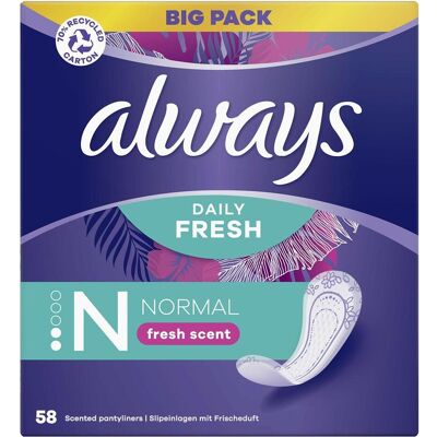 Always, Binden, Dailies Fresh and Protect Normal Fresh Slipeinlagen 58 Count (1x) Always, Binden, Dailies Fresh and Protect Normal Fresh Slipeinlagen 58 Count (1x)