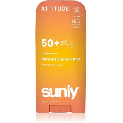 Attitude, Sonnencreme, AttitudeSunly Tropical Coco Mineraal Beschermende Gezichts en Lichaams Crème in Stick (SPF 50) Attitude, Sonnencreme, AttitudeSunly Tropical Coco Mineraal Beschermende Gezichts en Lichaams Crème in Stick (SPF 50)