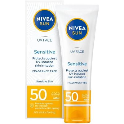 Nivea Sun Sensitive Gesicht Creme SPF50 - Gesichtspflege für empfindliche Haut - Sonnenschutz Nivea Sun Sensitive Gesicht Creme SPF50 - Gesichtspflege für empfindliche Haut - Sonnenschutz