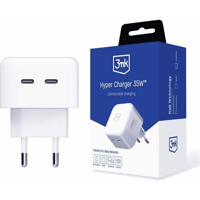 3MK Hyper Charger 35W 2xUSB-C ładowarka sieciowa QC (35 W), Notebook Netzteil, Weiss 3MK Hyper Charger 35W 2xUSB-C ładowarka sieciowa QC (35 W), Notebook Netzteil, Weiss