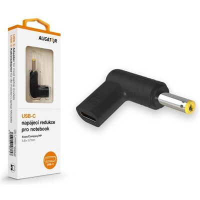 Aligator USB-C-Netzteil 4,8 x 1,7 mm für Asus/ Compaq/ HP -Laptops, Notebook Netzteil, Schwarz Aligator USB-C-Netzteil 4,8 x 1,7 mm für Asus/ Compaq/ HP -Laptops, Notebook Netzteil, Schwarz