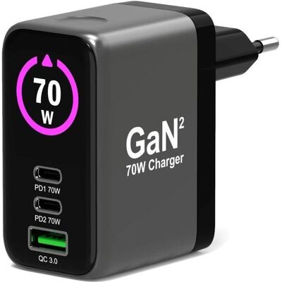 Port Designs Alim USB A&C GaN2 PD3.1 70W MacBook PRO LCD (70 W, 2 Ports), USB Ladegerät, Schwarz Port Designs Alim USB A&C GaN2 PD3.1 70W MacBook PRO LCD (70 W, 2 Ports), USB Ladegerät, Schwarz
