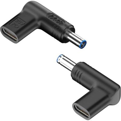 PowerGuard L-Shape USB-C auf DC 4.5 x 3.0 mm HP Ladeadapter PD 20V 100W (100 W), Notebook Netzteil, Schwarz PowerGuard L-Shape USB-C auf DC 4.5 x 3.0 mm HP Ladeadapter PD 20V 100W (100 W), Notebook Netzteil, Schwarz