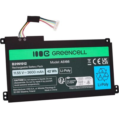 GreenCell Green Cell Battery for Asus C31N1912 / B31N1912 3HWPP ASUS VivoBook 14 (3 Zellen, 3600 mAh), Notebook Akku, Schwarz GreenCell Green Cell Battery for Asus C31N1912 / B31N1912 3HWPP ASUS VivoBook 14 (3 Zellen, 3600 mAh), Notebook Akku, Schwarz
