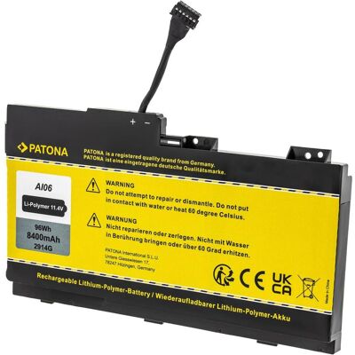Patona Akku für HP ZBook 17 G3 Series Notebook 808397-421 AI06XL (1 Zelle, 8400 mAh), Notebook Akku, Schwarz Patona Akku für HP ZBook 17 G3 Series Notebook 808397-421 AI06XL (1 Zelle, 8400 mAh), Notebook Akku, Schwarz