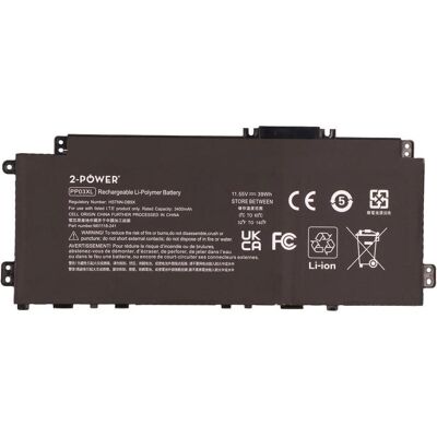 2-Power Main Battery Pack 11.55V 3400mAh (3400 mAh), Notebook Akku 2-Power Main Battery Pack 11.55V 3400mAh (3400 mAh), Notebook Akku