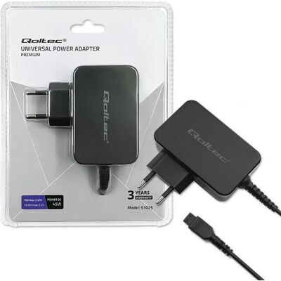 Qoltec 51025 Netzteil 45W 8 Stecker (45 W), Notebook Netzteil, Schwarz Qoltec 51025 Netzteil 45W 8 Stecker (45 W), Notebook Netzteil, Schwarz