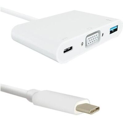 Qoltec 50426 (USB-C, 1 Port), Dockingstation + USB Hub, Weiss Qoltec 50426 (USB-C, 1 Port), Dockingstation + USB Hub, Weiss