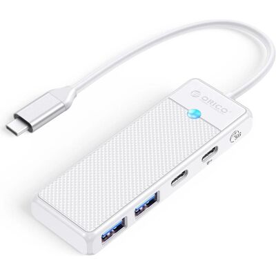 Orico PAPW2AC-C3 bílá / USB hub / 2x USB-A 3.0 / 1x USB-C 3.0 / PD 100W / kabel 0,15 m (USB-C, 4 Ports), Dockingstation + USB Hub, Weiss Orico PAPW2AC-C3 bílá / USB hub / 2x USB-A 3.0 / 1x USB-C 3.0 / PD 100W / kabel 0,15 m (USB-C, 4 Ports), Dockingstation + USB Hub, Weiss