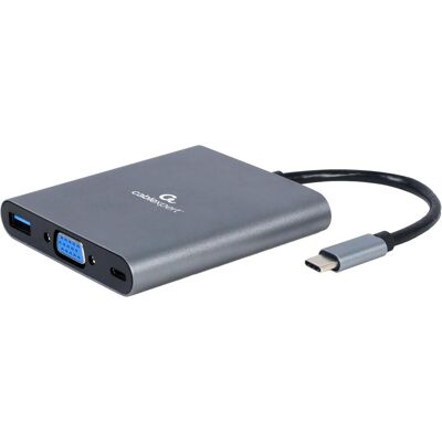 Gembird A-CM-COMBO6-01 (USB-C, 6 Ports), Dockingstation + USB Hub, Grau Gembird A-CM-COMBO6-01 (USB-C, 6 Ports), Dockingstation + USB Hub, Grau