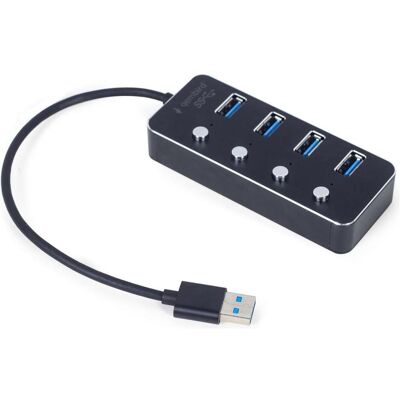 Gembird USB 3.1 Gen 1 4-Port Hub mit Schaltern schwarz (USB-A, 4 Ports), Dockingstation + USB Hub, Schwarz Gembird USB 3.1 Gen 1 4-Port Hub mit Schaltern schwarz (USB-A, 4 Ports), Dockingstation + USB Hub, Schwarz