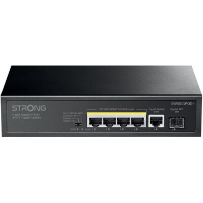 Strong Switch 4 Porte Gigabit POE (SW5011POE+) (6 Ports), Netzwerk Switch, Schwarz, Grau Strong Switch 4 Porte Gigabit POE (SW5011POE+) (6 Ports), Netzwerk Switch, Schwarz, Grau