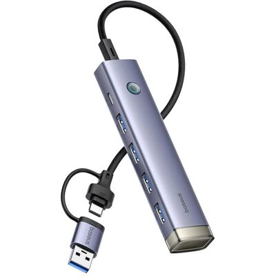 Baseus Hub 4in1 UltraJoy USB-A&USB-C to 4xUSB3.0+USB-C (grey) (USB-A, USB-C, 5 Ports), Dockingstation + USB Hub, Grau Baseus Hub 4in1 UltraJoy USB-A&USB-C to 4xUSB3.0+USB-C (grey) (USB-A, USB-C, 5 Ports), Dockingstation + USB Hub, Grau