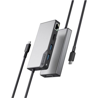 Alogic USB-C FUSION MAX 6-IN-1 HUB (USB-C, 6 Ports), Dockingstation + USB Hub, Schwarz, Grau Alogic USB-C FUSION MAX 6-IN-1 HUB (USB-C, 6 Ports), Dockingstation + USB Hub, Schwarz, Grau