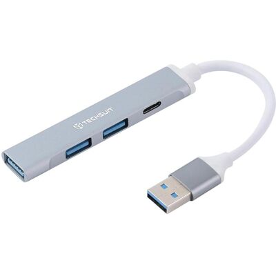 Techsuit - Docking Station PolarisBridge 4 in 1 (H19) - USB to 3x USB 3.0, 1x Type-C - Gray/White (USB-C, 4 Ports), Dockingstation + USB Hub, Grau, Weiss Techsuit - Docking Station PolarisBridge 4 in 1 (H19) - USB to 3x USB 3.0, 1x Type-C - Gray/White (USB-C, 4 Ports), Dockingstation + USB Hub, Grau, Weiss