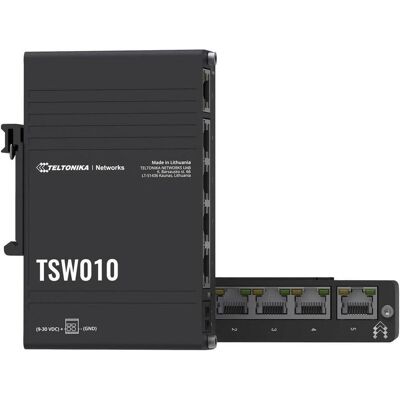 Teltonika TSW010 (5 Ports), Netzwerk Switch, Schwarz Teltonika TSW010 (5 Ports), Netzwerk Switch, Schwarz