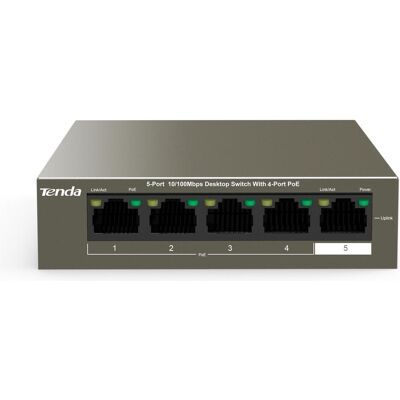 Tenda 5-Port FE TEF1105-4-63W 58W (4x PoE) (5 Ports), Netzwerk Switch, Grau Tenda 5-Port FE TEF1105-4-63W 58W (4x PoE) (5 Ports), Netzwerk Switch, Grau