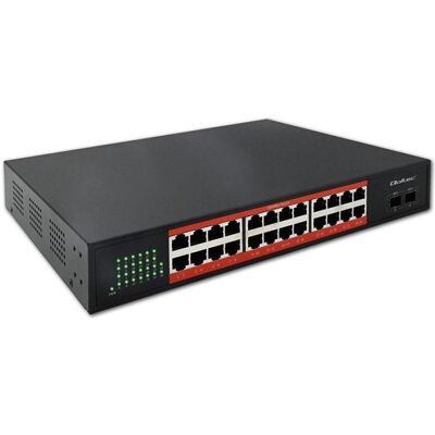 Qoltec Przełącznik sieciowy SWITCH Gigabit Ethernet 24x RJ45 2x SFP 1000 Mb/s (26 Ports), Netzwerk Switch, Schwarz Qoltec Przełącznik sieciowy SWITCH Gigabit Ethernet 24x RJ45 2x SFP 1000 Mb/s (26 Ports), Netzwerk Switch, Schwarz
