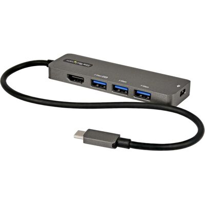 StarTech DKT30CHPD3 (USB-C, 4 Ports), Dockingstation + USB Hub, Schwarz, Grau StarTech DKT30CHPD3 (USB-C, 4 Ports), Dockingstation + USB Hub, Schwarz, Grau