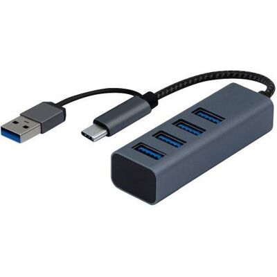 Dacomex Hub USB HB308 4 x Type-A, GRS (USB-A, USB-C, 4 Ports), Dockingstation + USB Hub, Grau Dacomex Hub USB HB308 4 x Type-A, GRS (USB-A, USB-C, 4 Ports), Dockingstation + USB Hub, Grau