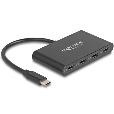 Delock Mobile Hub (USB-C, 4 Ports), Dockingstation + USB Hub, Schwarz Delock Mobile Hub (USB-C, 4 Ports), Dockingstation + USB Hub, Schwarz