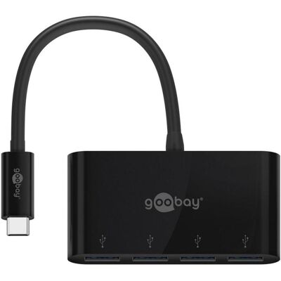 Goobay 4-fach USB-C Multiport-Adapter (USB-C, 4 Ports), Dockingstation + USB Hub, Schwarz Goobay 4-fach USB-C Multiport-Adapter (USB-C, 4 Ports), Dockingstation + USB Hub, Schwarz