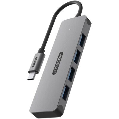 SiteCom CN-5009 USB-C zu 4x USB-A Hub (USB-C, 4 Ports), Dockingstation + USB Hub, Grau SiteCom CN-5009 USB-C zu 4x USB-A Hub (USB-C, 4 Ports), Dockingstation + USB Hub, Grau