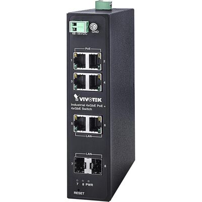 Vivotek AW-IHT-0800 Industrie-Switch, PoE, Unmanaged, 120W (6 Ports), Netzwerk Switch, Schwarz Vivotek AW-IHT-0800 Industrie-Switch, PoE, Unmanaged, 120W (6 Ports), Netzwerk Switch, Schwarz